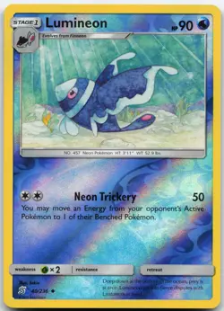 LUMINEON 40/236 UNCOMMON UNIFIED MINDS POKEMON REVERSE HOLO LP - Image 1