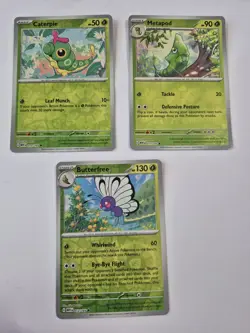 Caterpie 010/165 Metapod 011/165 Butterfree 012/165 151 Pokemon Reverse Holo - Image 1