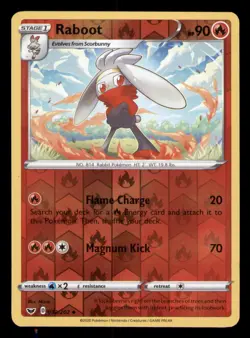 Raboot 032/202 Uncommon Sword & Shield Pokemon TCG Reverse Holo NM - Image 1