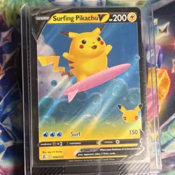 Pokemon TCG Surfing Pikachu V 008/025 Celebrations Holo Ultra Rare EN - Image 1