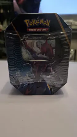 Pokemon TCG Samurott V factory sealed tin (4x booster packs) - Image 1