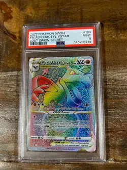 POKEMON 2022 Lost Origin Secret Full Art ARODACTYL Vstar #199 PSA 9 Mint RARE - Image 1