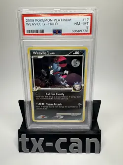2009 Pokemon Weavile G 17/127 Platinum Holo Rare - PSA 8 NM - Image 1