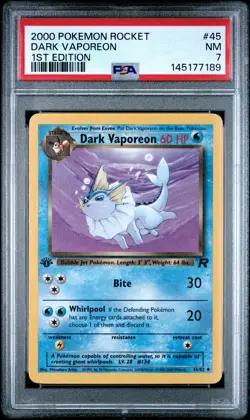 2000 POKEMON ROCKET 1ST EDITION #45 DARK VAPOREON PSA 7 - Image 1