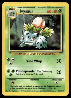 Ivysaur 030/102 Pokemon Base Set Unlimited Non Holo (MP) - Image 1