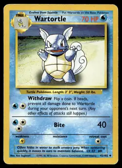 Wartortle 042/102 Pokemon Base Set Unlimited Non Holo (MP) - Image 1