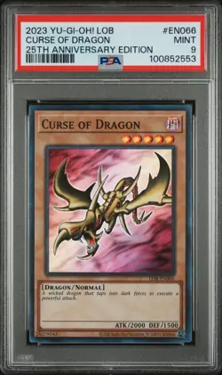 Yu-Gi-Oh! PSA 9 Curse of Dragon LOB-EN066 Legend of Blue Eyes White Dragon 25th - Image 1