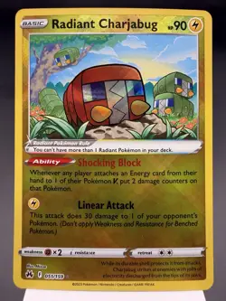 Radiant Charjabug 051/159 - Radiant Rare - SWSH Crown Zenith Pokemon Card NM - Image 1