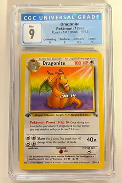Dragonite 1st Edition Pokemon Fossil CGC 9 Blue Label Gem Mint 19/62 - Image 1