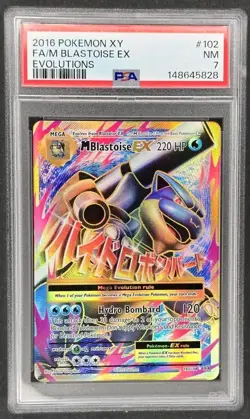 2016 M BLASTOISE EX PSA 7 FULL ART XY EVOLUTIONS POKEMON TCG #102 - Image 1