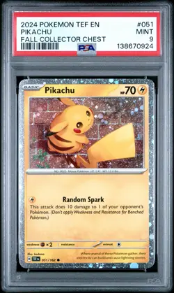 2024 POKEMON TEF EN-TEMPORAL FORCES FALL COLLECTOR CHEST #051 PIKACHU PSA 9 - Image 1