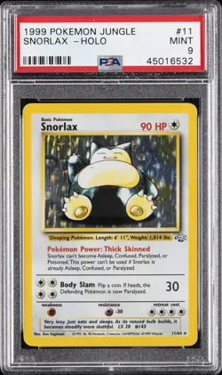 1999 POKEMON JUNGLE #11 SNORLAX-HOLO PSA 9 - Image 1
