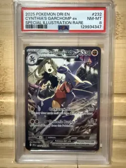 2025 POKEMON DRI EN-DESTINED RIVALS #232 CYNTHIA'S GARCHOMP EX PSA 8 - Image 1