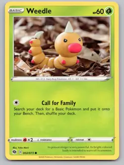 Weedle 002/073 Common Champion's Path Pokemon LP - Image 1