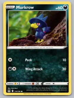 Murkrow 114/196 Common Lost Origin Pokemon LP - Image 1