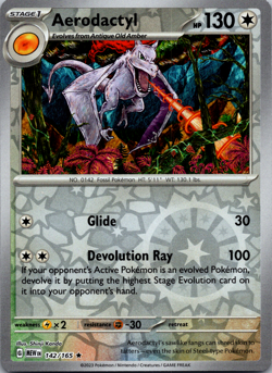 Aerodactyl 142/165 - 2 Pack - Rare 151 Pokemon- Reverse Holo and Regular - Image 1