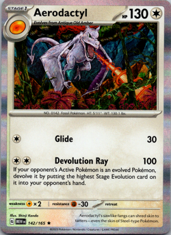 Aerodactyl 142/165 - 2 Pack - Rare 151 Pokemon- Reverse Holo and Regular - Image 3