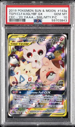 2019 POKEMON SUN & MOON COSMIC ECLIPSE TOGEPI & CLEFFA & IGGLYBUFF GX PSA 10 - Image 1