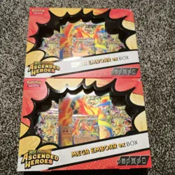 Pokemon Mega Emboar EX Box Ascended Heroes 2x Promo Booster English - Image 1
