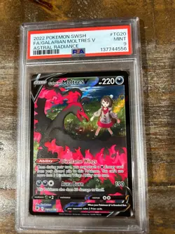 POKEMON 2022 Astral Radiance Full Art GALARIAN MOLTRES V #TG20 PSA 9 Mint RARE 2 - Image 1