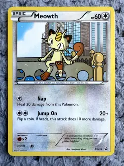 Pokemon TCG Meowth BW35 Black Star Promo Black and White 2012 LP+/NM - Image 1