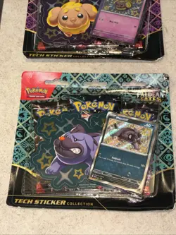 Pokemon Paldean Fates Tech Sticker Collection Fidough & Maschiff Lot of 2 Sealed - Image 3