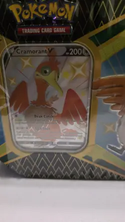Pokemon TGC shining fates cramorant V factory sealed tin (5x booster packs) - Image 2