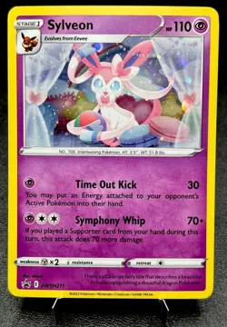 Sylveon SWSH211 NM Cosmos Holo Cute Rainbow Heart Art Black Star Pokemon Promo! - Image 1
