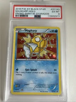 2016 POKEMON XY BLACK STAR PROMO SHINY MEGA GYARADOS #XY143 MAGIKARP-HOLO PSA 6 - Image 1