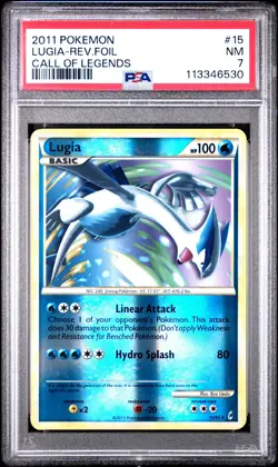 2011 POKEMON CALL OF LEGENDS LUGIA #15 REVERSE FOIL PSA 7 NM #113346530 - Image 1