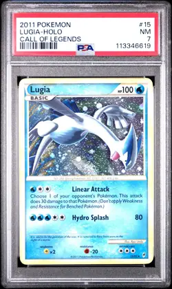 2011 POKEMON CALL OF LEGENDS LUGIA #15 HOLO PSA 7 NM #113346619 (SWIRL) - Image 1