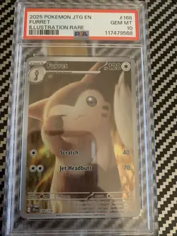 PSA 10 Pokemon 2025 Furret #168 Illustration Rare Journey Together JTG EN IR - Image 1