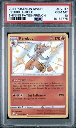 2021 Pokemon FRENCH Destinees Radieuse Pyrobut Holo Shiny SV017/SV122 PSA 10 - Image 1