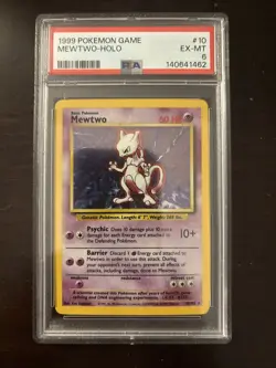 1999 Pokemon Mewtwo Holo Rare Base Set 10/102 PSA 6 - Image 1