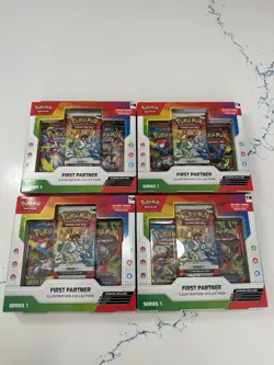 Pokemon TCG First Partner Illustration Collection Series 1 Promo 4 Boxes - Image 1