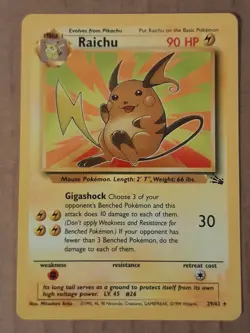 Pokemon Raichu 29/62 Fossil Rare LP-MP See Pictures - Image 1