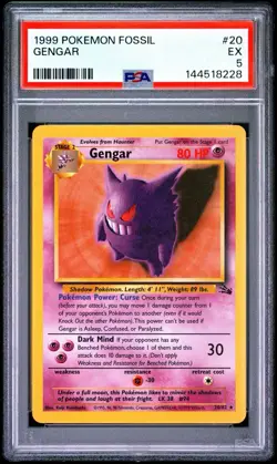 1999 Pokemon Fossil Gengar 20/62 Rare Non-Holo Unlimited PSA 5 WOTC Vintage - Image 1