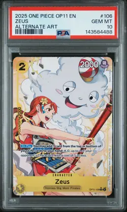 2025 ONE PIECE OP11-A FIST OF DIVINE SPEED ALTERNATE ART #106 ZEUS PSA 10 - Image 1