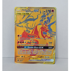 Pokemon Reshiram & Charizard GX - SM247 - Full Art Gold Promo Ultra Rare Mint - Image 1
