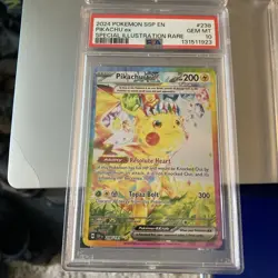 🔥 👀 POKEMON SSP EN-SURGING SPARKS SPECIAL ILLUSTRATION RARE PIKACHU EX PSA 10 - Image 3