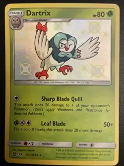 Dartrix SV3/SV94 Shiny Rare Hidden Fates Shiny Vault Pokemon Near Mint - Image 1