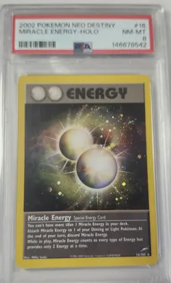 2002 Pokemon Neo Destiny Miracle Energy Holo #16 PSA 8 - Image 1