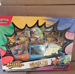 Pokemon TCG Mega Evolution Ascended Heroes Deluxe Pin Collection Box Chikorita - Image 2