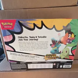 Pokemon TCG Mega Evolution Ascended Heroes Deluxe Pin Collection Box Chikorita - Image 3