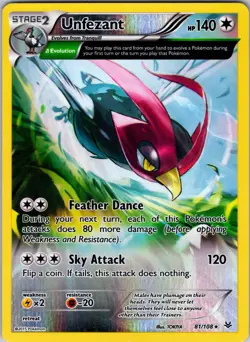 Unfezant (81 Delta) 81/108 XY - Roaring Skies Pokemon TCG LP - Image 1