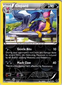 Liepard 57/119 XY - Phantom Forces Pokemon LP Reverse Holo - Image 1