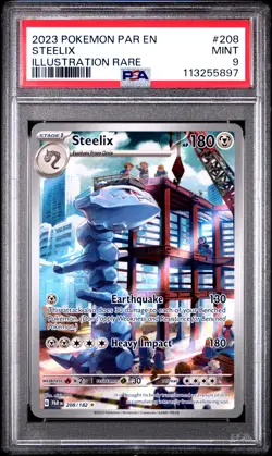 2023 POKEMON PAR EN-PARADOX RIFT ILLUSTRATION RARE #208 STEELIX PSA 9 - Image 1