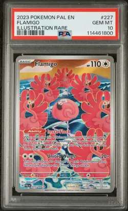 2023 POKEMON PAL EN-PALDEA EVOLVED ILLUSTRATION RARE #227 FLAMIGO PSA 10 - Image 1