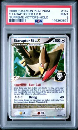 2009 POKEMON PLATINUM SUPREME VICTORS 147 STARAPTOR FB LV.X-HOLO PSA 9 - Image 1
