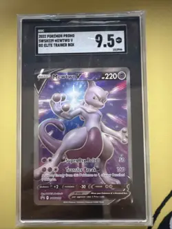 Pokemon TCG Mewtwo v SWSH229 Ultra Rare Black Star Promo Card SGC Graded - Image 1